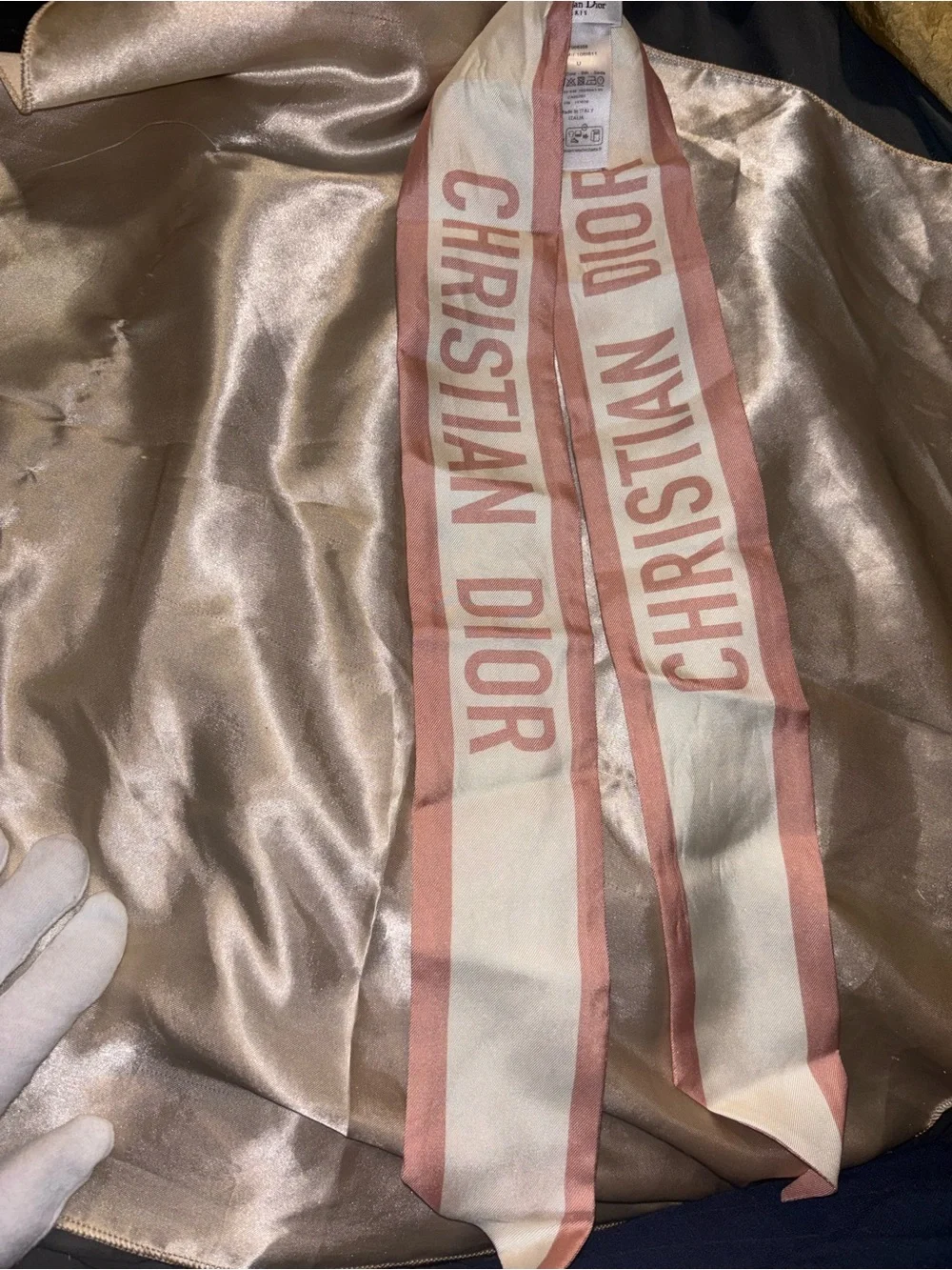 Christian Dior Mitzah Pink Floral Twilly Scarf Authentic